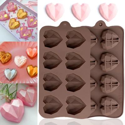 Stampo in Silicone a Forma di Cuore di Diamante 15/8 Cavità per Cioccolato Accessori per Torta a Cuore 3D Stampini Fai da Te Cubetti di Ghiaccio Biscotti Pasticceria Stampo da Forno