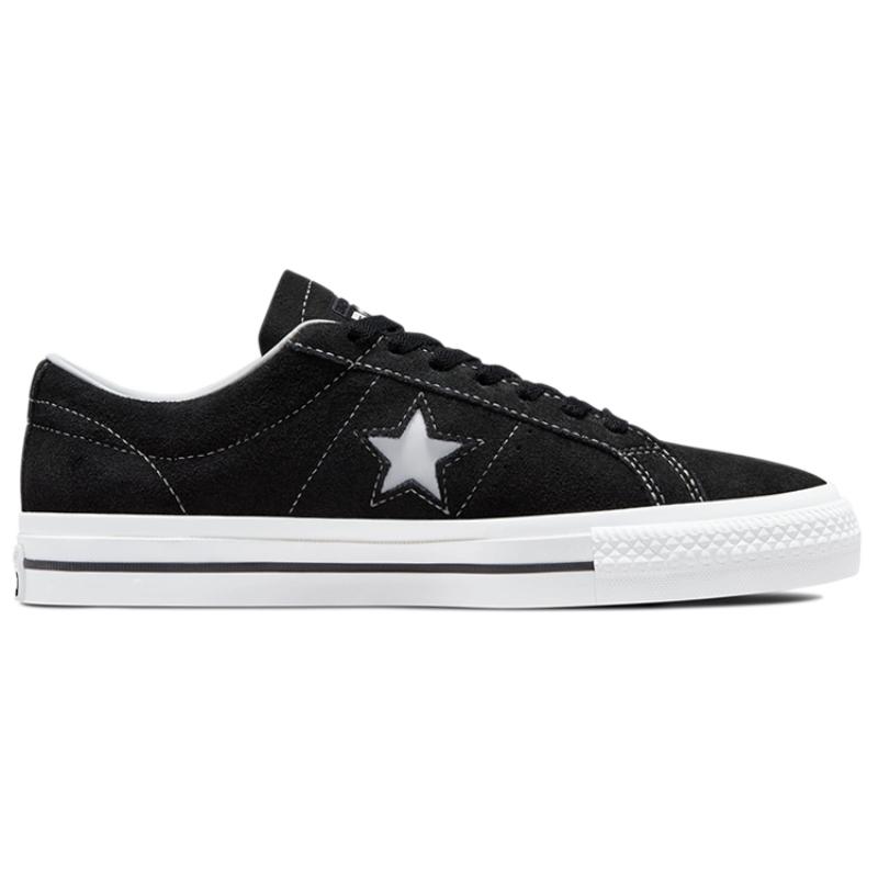 Converse One Star Pro Suede Comfortable Abrasion Resistant Non-Slip Low Top Board Shoes Unisex Black & White