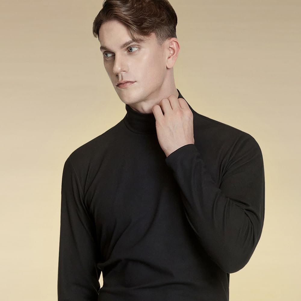 Tesla Turtleneck Sports Fleece Loose Fit Long Sleeve Compression Wear with Face Compression Heattech Running Sports Thermal Innerwear Men's