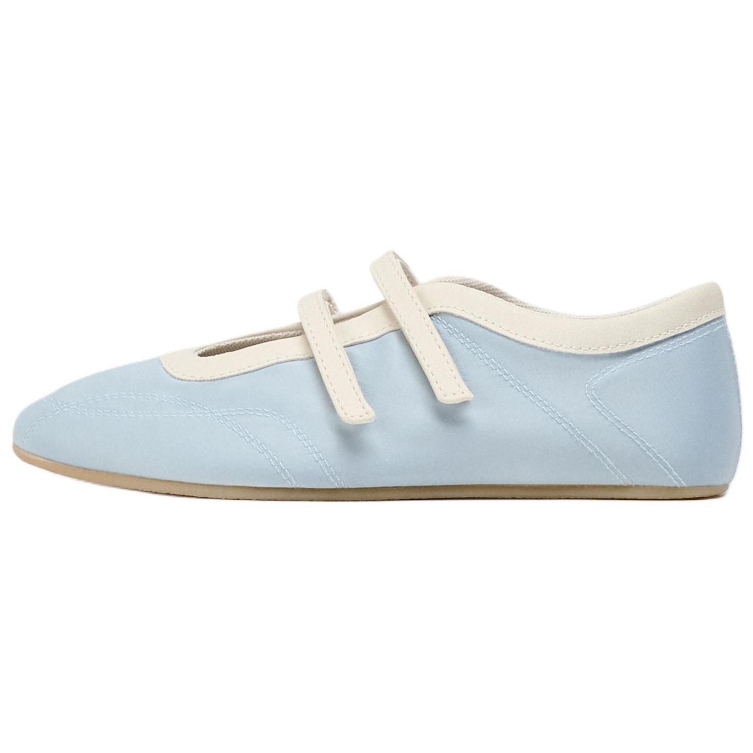 ZARA Double Strap Mary Jane Ballet Flats Light Blue Womens 1520651038 39