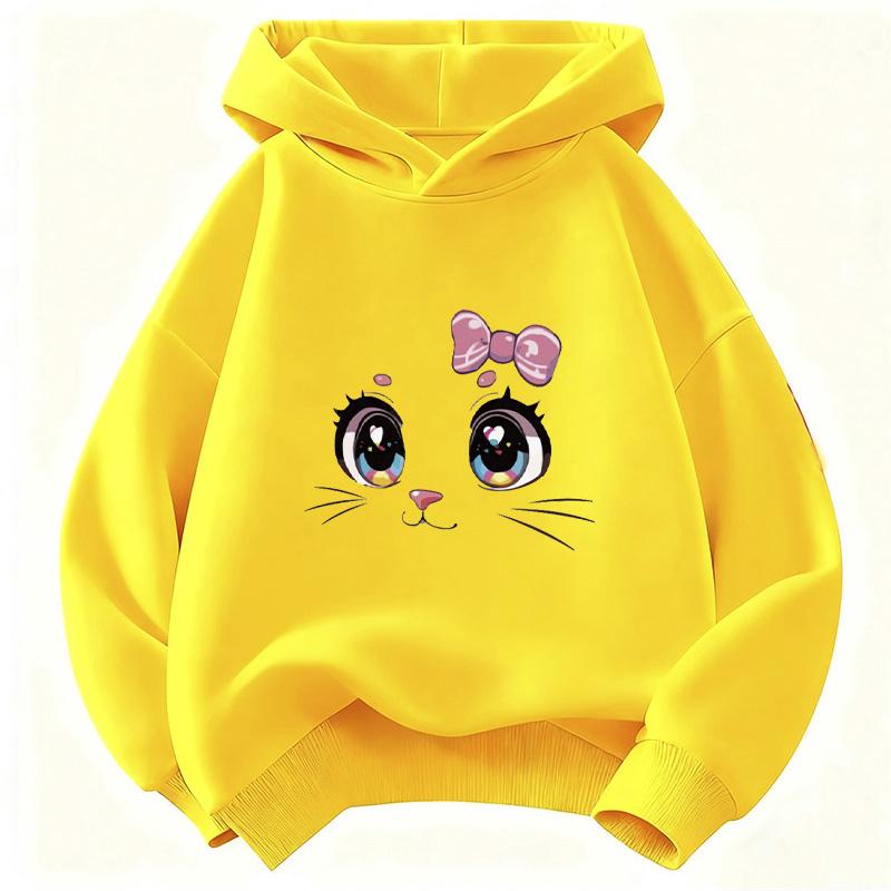Cartoon Cat Meme Printed Hoodie Kids Cat Children's Sweatshirt Cute Sweet Hoody Girls Autumn Winter Casual Hoodies