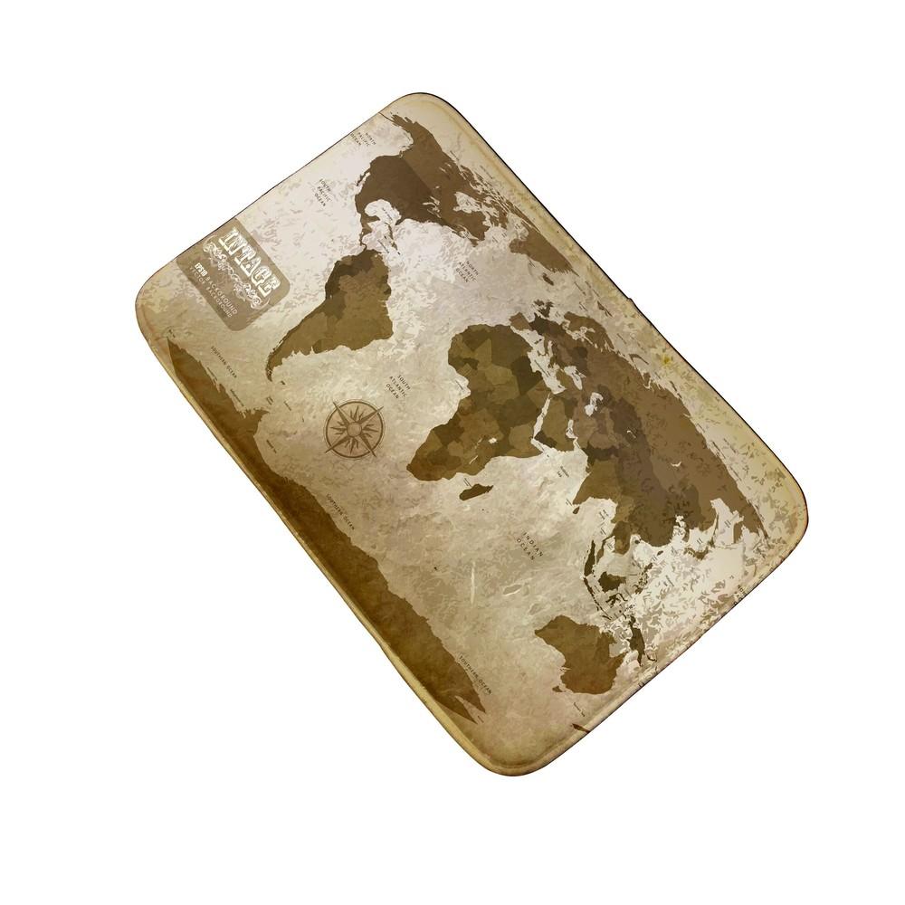 3D Printe Flannel Doormat Bath World Map Anti-Slip Water Absorption Floor Mat