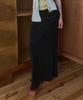 Pisis Side Shirred Long Skirt_Black