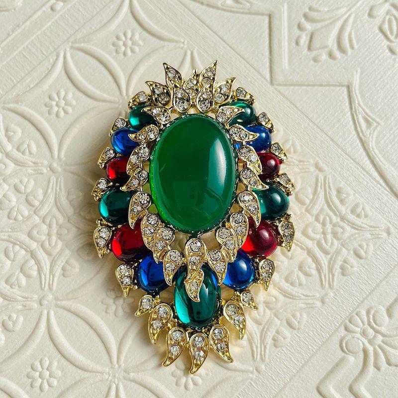 

Двухслойная цветная имитация сокровища, глазурованная брошь в виде капли воды, средневековая тяжелая промышленность, реплика, барочная инкрустированная стразами булавка