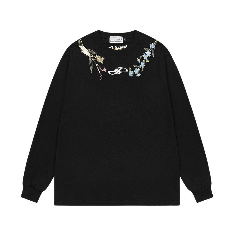 HACR Vintage Harshandcruel Garland Necklace Embroider New Chinese HACR Long Sleeves T-shirt