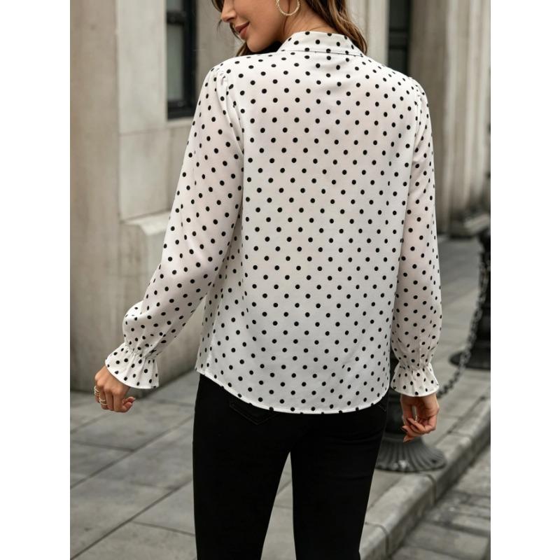 Women S Vintage Printed V Neck Long Sleeve Casual Blouse