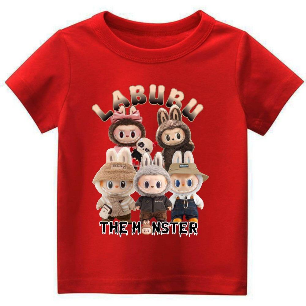 

Summer Popular Children s T-shirt Labubu Cute Print Girl Round Neck Short Sleeved Casual Children s Top with Multiple Colors to Choose From 110