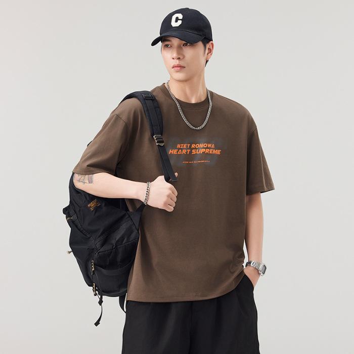 New Summer Men's Cotton Round Neck T-shirt Fashionable Loose Breathable Short-sleeved Shirt