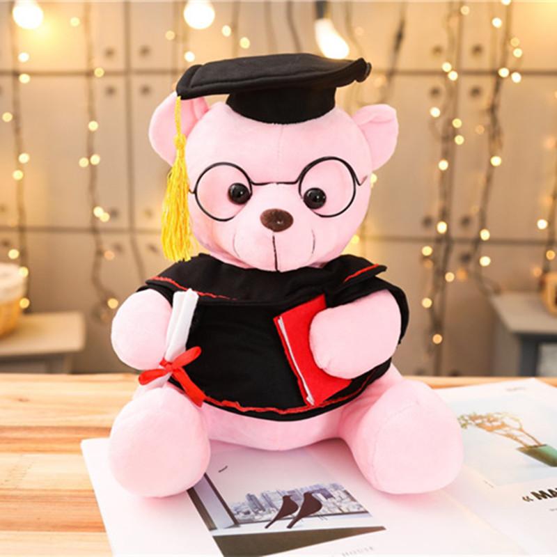 18/23cm Cartoon Lovely Bear Glasses Bear Stuffed Plush Toy Graduation Bear Doll  Kindergarten Gift