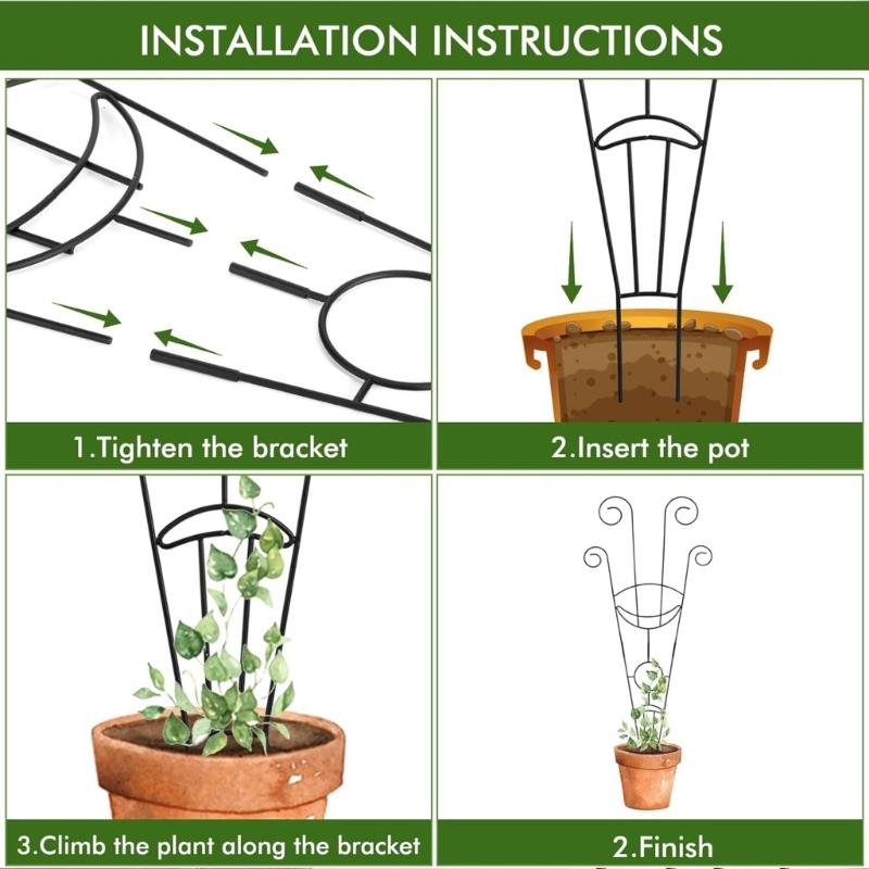 Small Metal Plant Trellis for Climbing Plant Indoor House Plant Support Trellis for Garden Potted Plant Support