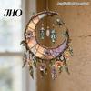 Multi-use Moon Hanging Crescent Floral Acrylic Suncatcher Stained Glass Effect Window Durable Wall Art Ornament Boho Sun Catcher Panel for Bedroom