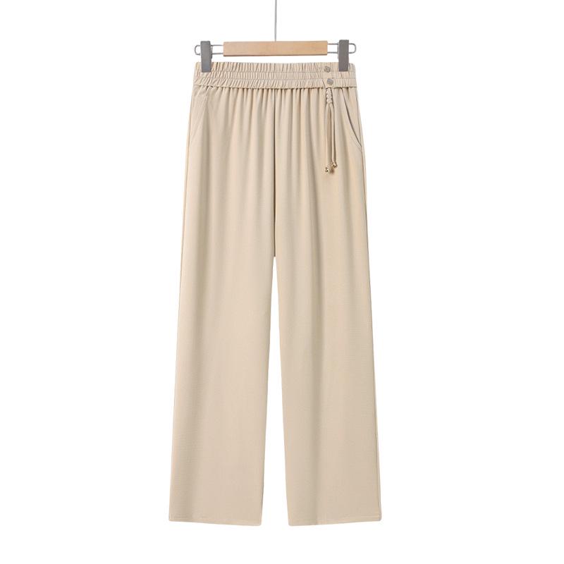Summer 2026 Mom's Wide-Leg Drape Pants - Lightweight, Loose, Straight-Leg for Middle-Aged and Elderly Women