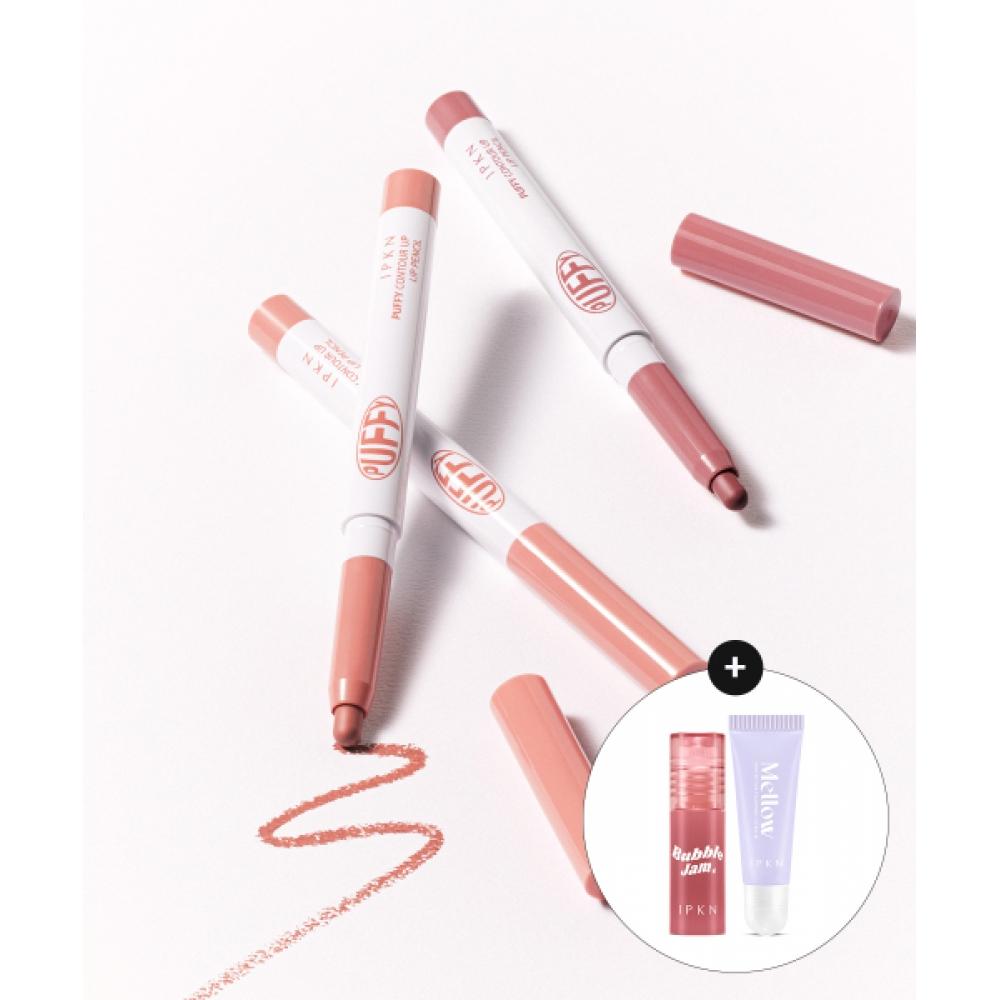 

Ipkn [2 упаковки] Олівець для контуру губ Puppy Contour Up 2 кольори + [подарунок] Bubble Jam Mini + Бальзам для губ No.1 Mellow Rizzle + No.2 Roseberry Chips