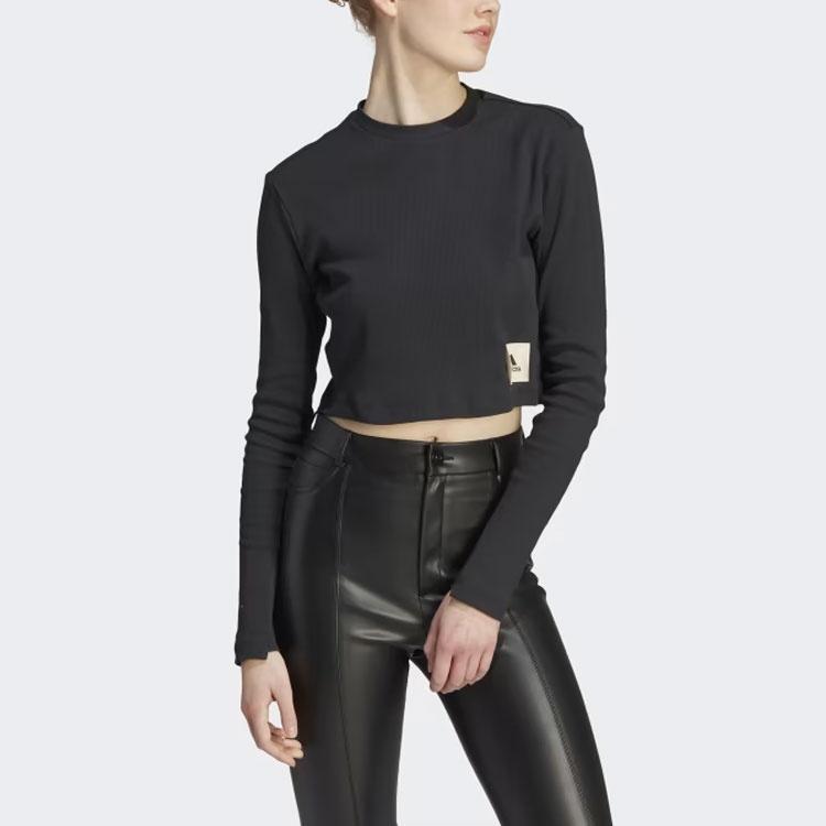 Adidas Lounge T Shirts Women's Black Crew Neck Moderate Straight Fit IJ8469