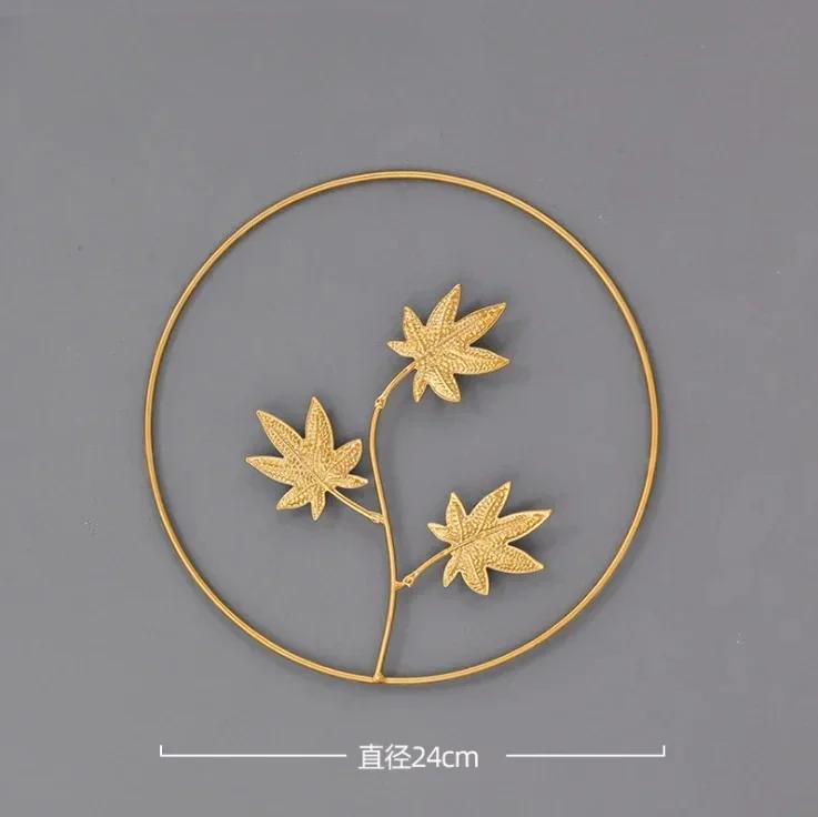 Creative Fashion Nordic 24cm Iron Wall Hanging Ornament Gold Picture Frame Ginkgo Leaf Palm Tree Wall Background Decor Room Home