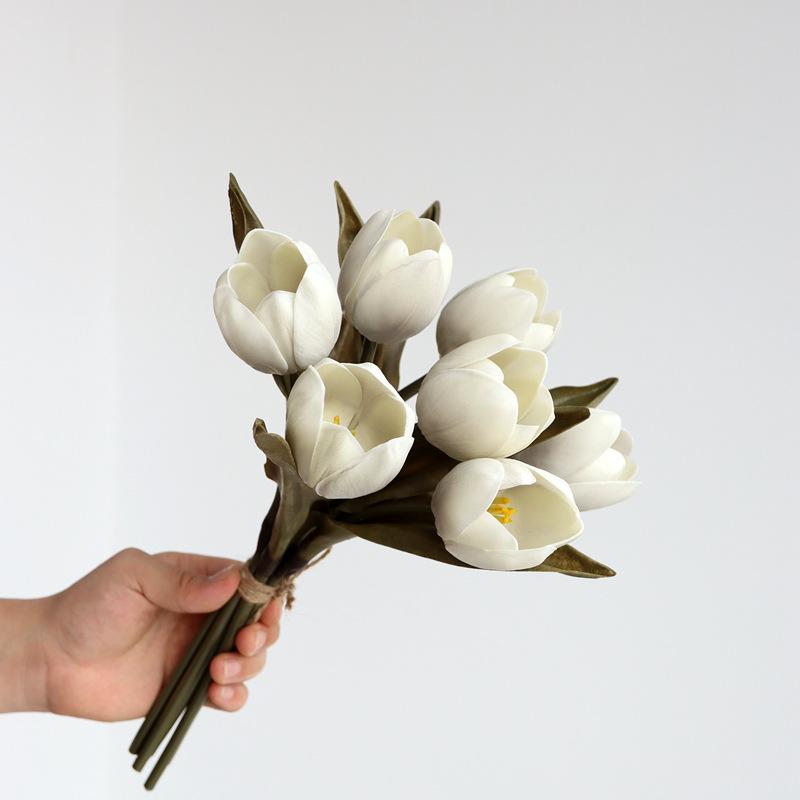 Tulip artificial flower fake bouquet interior decoration tabletop ornament wedding hand holding artificial flower