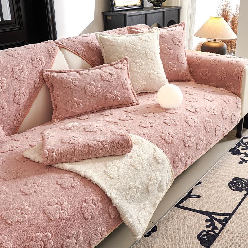 Cream Wind Sofa Cushion  New Autumn And Winter Plush Sofa Cushion Cloth Straight Row Three-Person Non-Slip Sofa Cushion