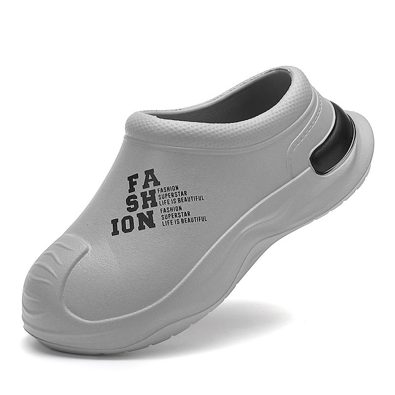 Fashion Men Chef Shoes Anti Slip and Oil Proof Work Shoes Lazy Slippers Casual Trendy Slipper One Step Fashion Garden Shoes For Beach