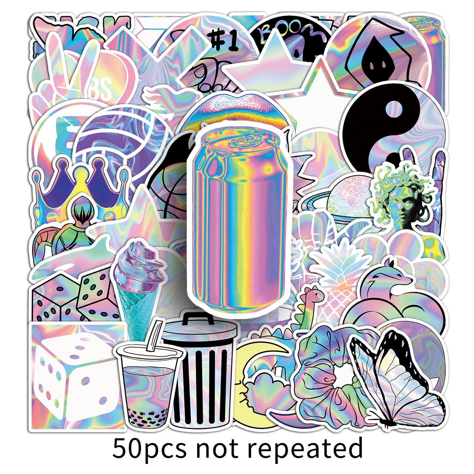 50 Holographic Laser Stickers: Waterproof Decorations for Scooters, Laptops, Cars, and Motorcycles