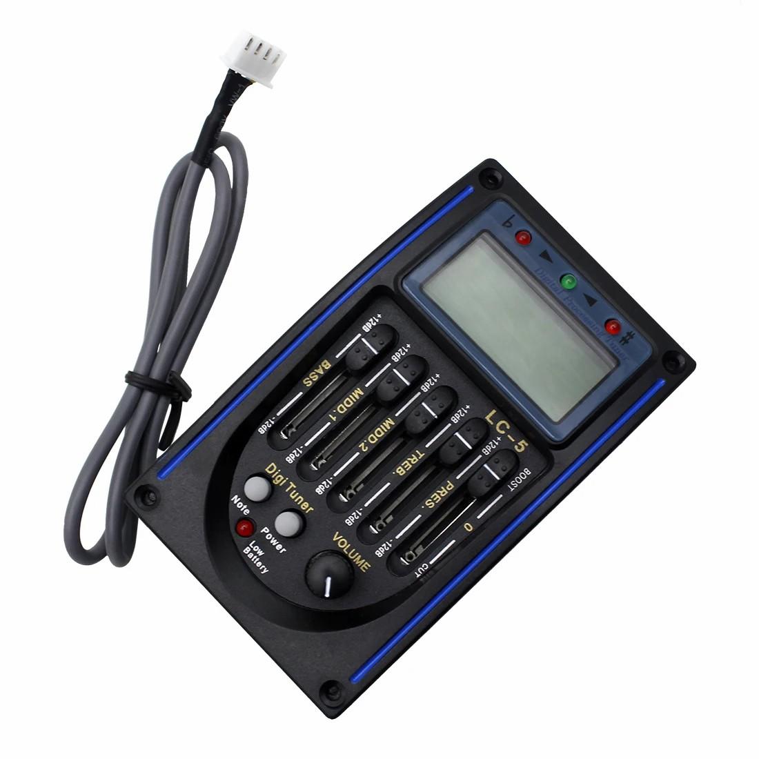 4/5-полосный звукосниматель для классической акустической гитары, аксессуары для музыкальных инструментов, эквалайзер-предусилитель EQ с регулировкой громкости, средних, высоких и низких частот