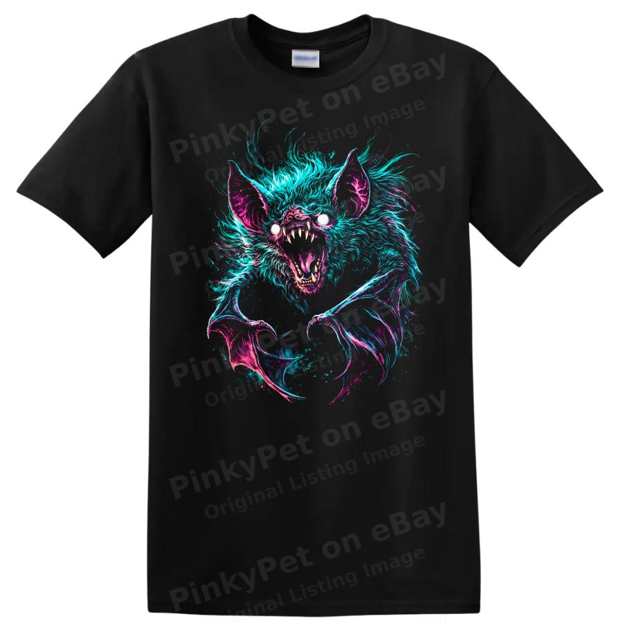 Fierce Bat Monster Graphic T Shirt Wild Animal Design Retro Style Tee
