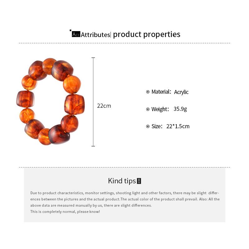 Acrylic Irregular Square Round Beaded Bracelet for Women Simple Korean Hand Accessories