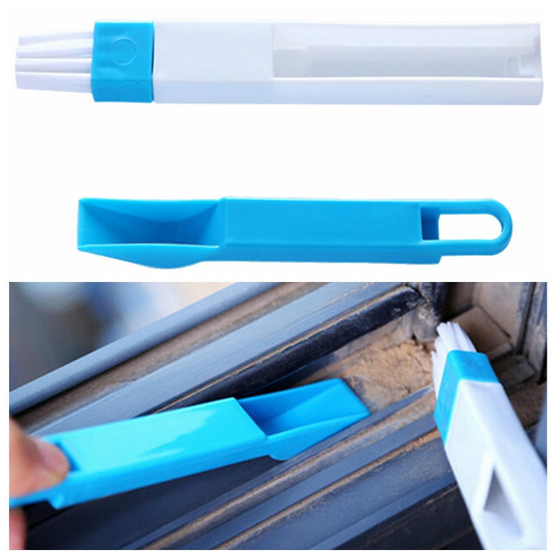 2 In 1 Polished Window Track Cleaning Brush Keyboard Nook Cranny Dust Shovel