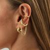 Salircon 4 Pcs/Set Trendy Glossy Gold Color Metal Tassel Stud Earrings Women Geometric Piercing Ear Banquet Party Jewelry Gift