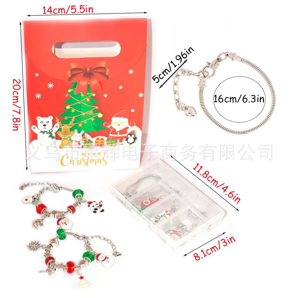 DIY Handmade Beaded Children's Silver Bracelet Gift Box Set for Christmas