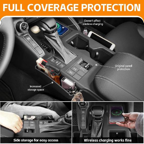 Black Center Console Cover Compatible With 2024 2025 Toyota Land Cruiser First Edition 250/Prado/LC250 Seat Gap Storage Box Center Console Organizer