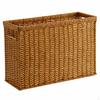 Woven Storage Baskets, Rectangular Wicker Basket with CutOut Handles, Tan Synthetic Rattan for