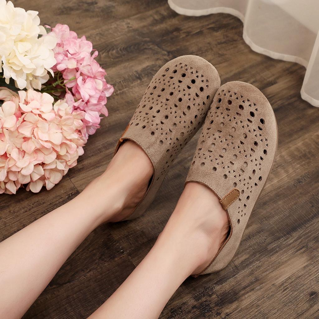 Summer New Birkenstock Hole Shoes Women'S Bag Head Half Slippers Soft Sole Breathable Hollow One Pedal Lazy Sandals