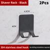 2Pcs Shower Hook Adhesive Razor Holder Wall Mounted Bathroom For Rack Shaver Shaving Holder Black Plastic Hook