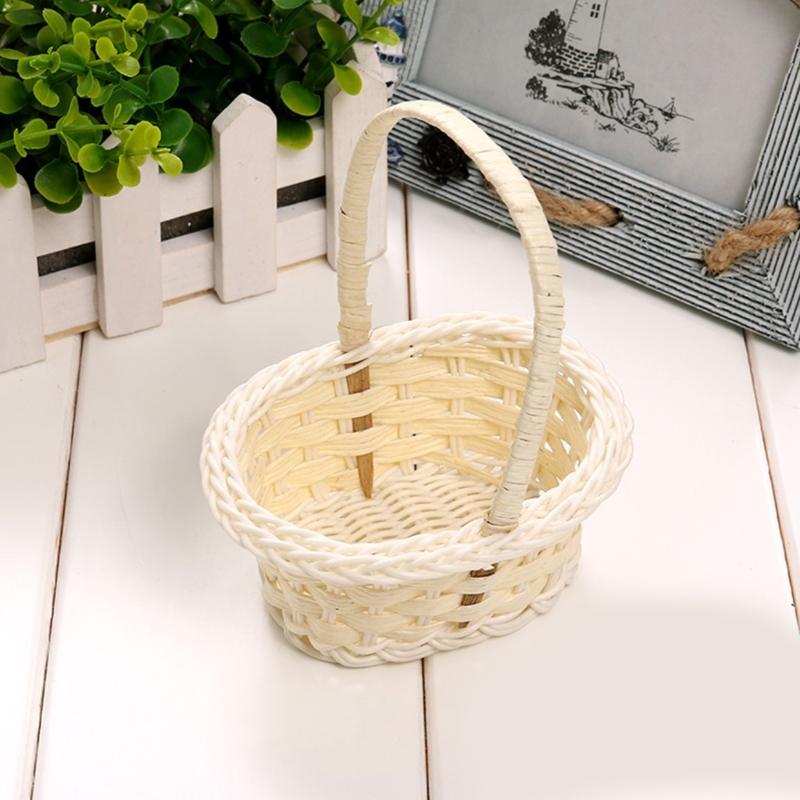 Handgeflochtener Erntekorb Leichter Korb Weidenkorb mit Blumen und Griff für Zuhause Mehrzweck-Dekorationen