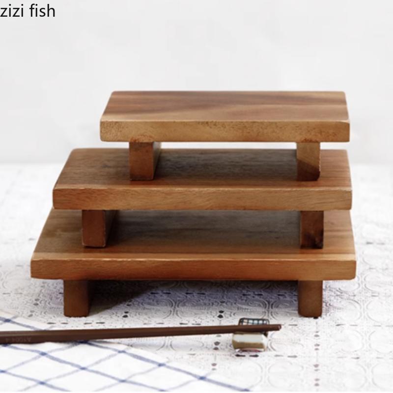 Rectangular Sushi Plate Board Wooden Pallets Salmon Sashimi Plate Cake Stand Dim Sum Dish Dessert Plates Fruit Bowl Snack Tray