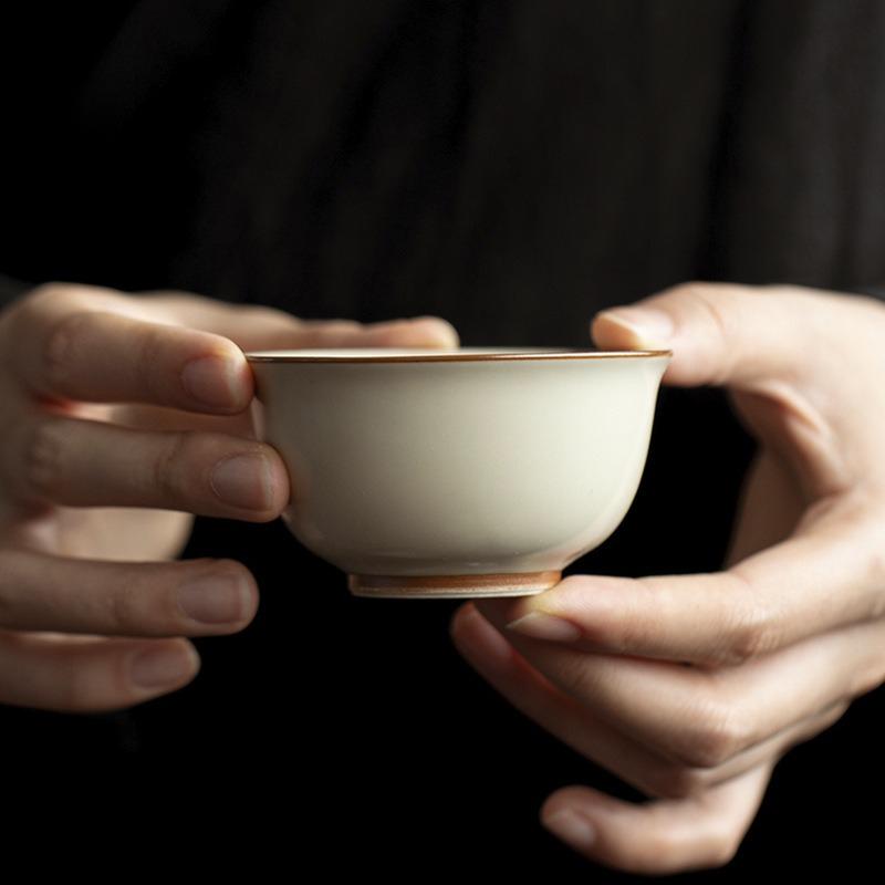 Yellow Glaze Ceramic Tea Cup, Traditional Chinese Kungfu Tea Set for Gongfu Tea, Pu‘er, Oolong - Handmade Zen Style Tea