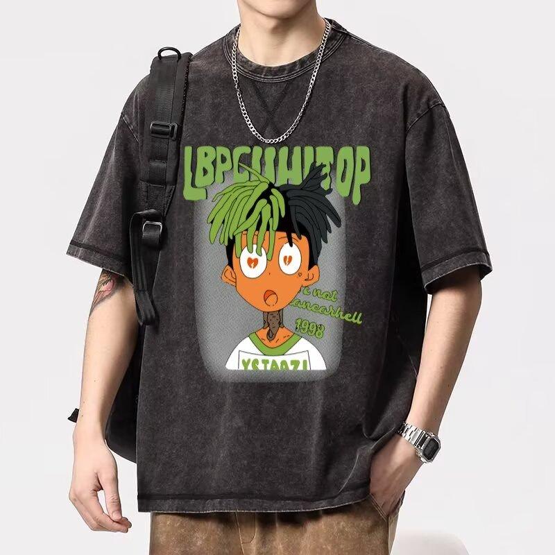 

Men s Printed Short Sleeve T-Shirt Men s Trendy Brand Summer Loose Five-Quarter Sleeve Trendy Ins Simple Printed Top M сірий колір