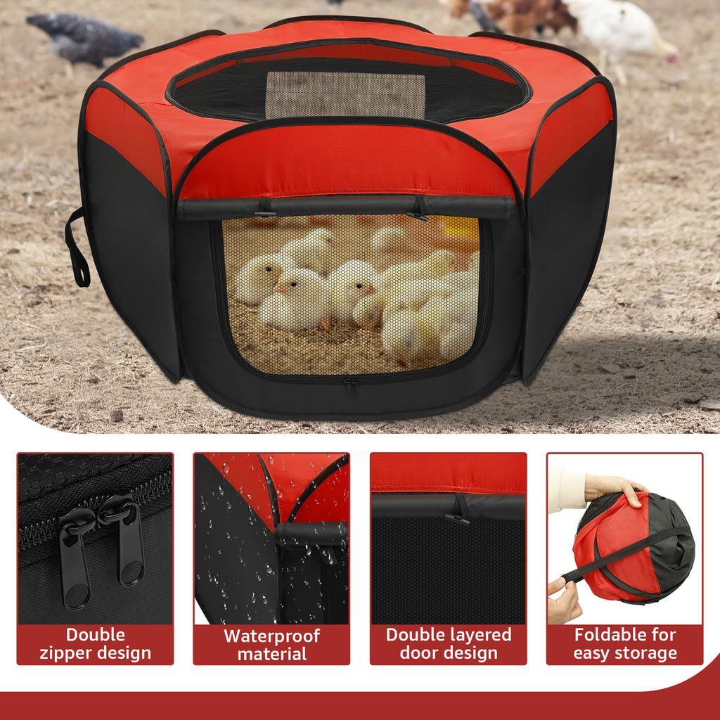 Chick Brooder Box Oxford Cloth Foldable Chicken Brooder with Storage Bag Double Door Chicken Starter Kit for Cats Dogs Rabbits