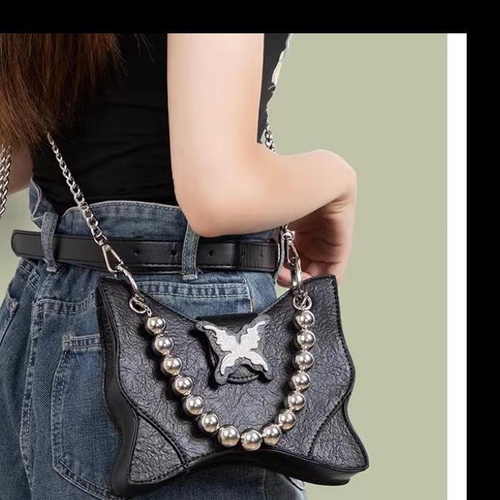 

Нишевая сумка класса люкс, новая сумка через плечо 2024 года, сумка Millennium Spice Girl, цепочка с бабочкой и жемчугом, сумка-мессенджер. чёрный