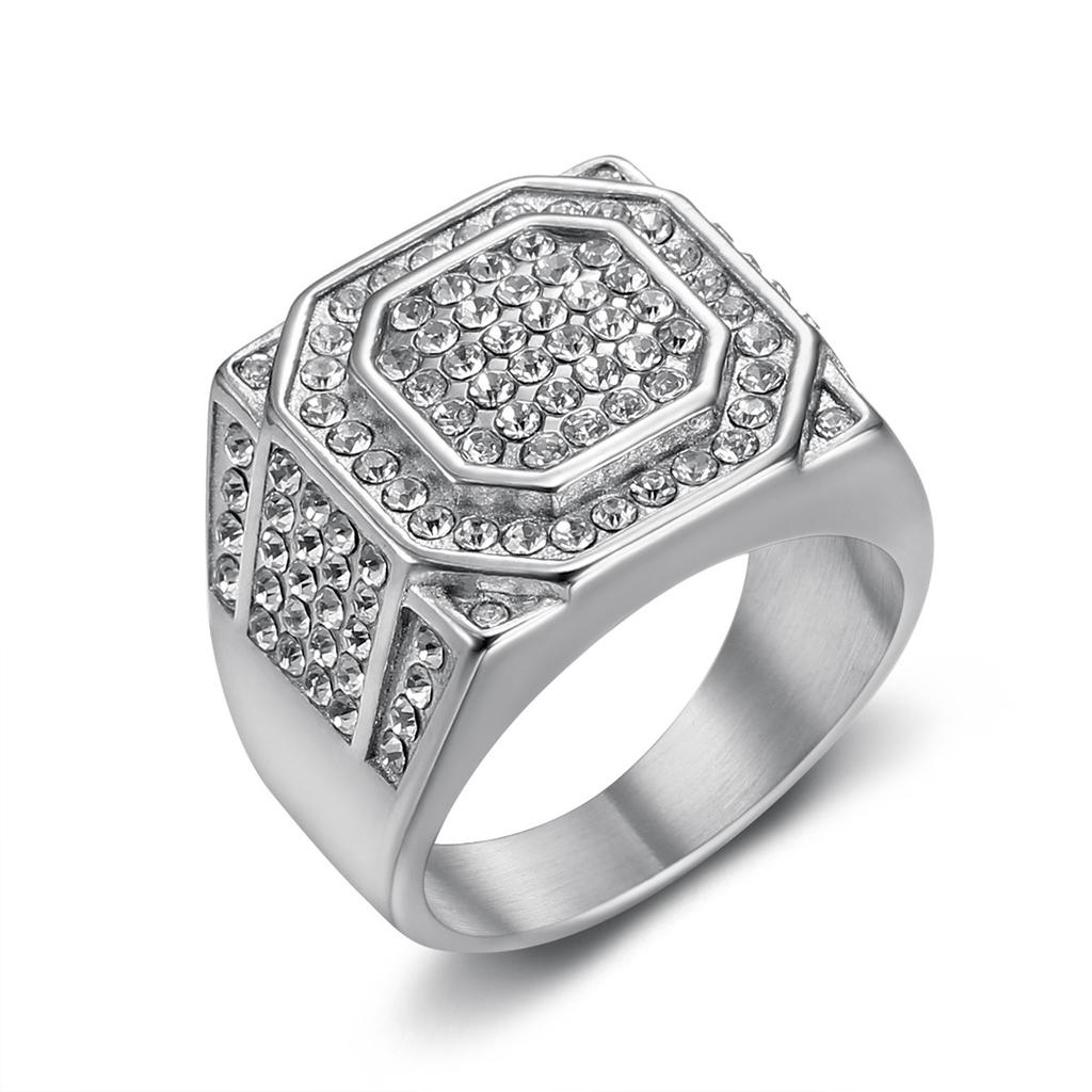 Ring New Hip-hop Nightclub Jewelry Gold-plated Diamond Men's Ring