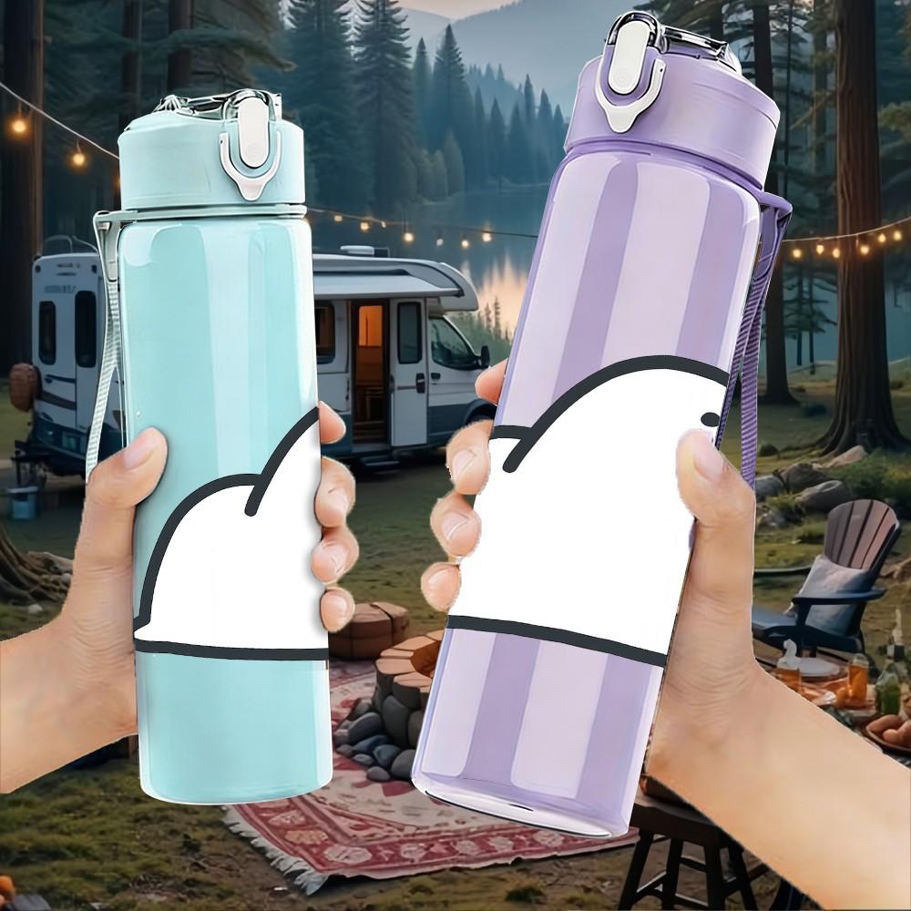 1PC Fluffy Seal Cloud Cartoon 750ml Color Plastic Sports Water Bottle Leakproof Flip Straw Lid Suitable for Sports Office Home Use
