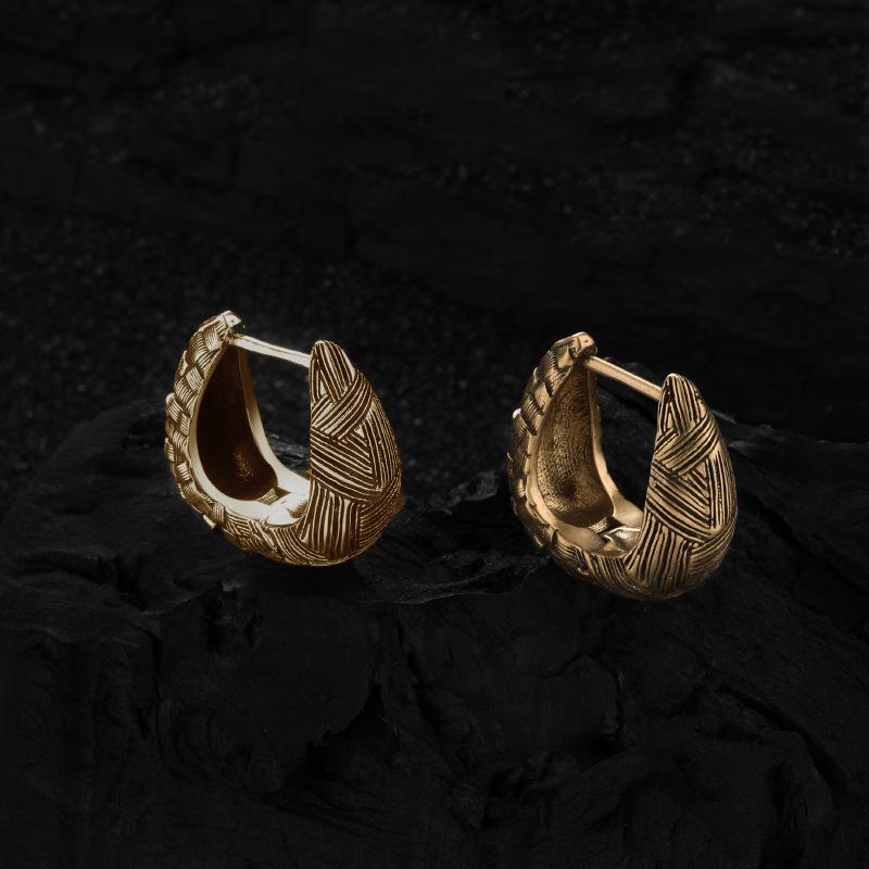 

Vintage Heavy-duty Distressed Weave Earrings Antique Style Fashion Personality 100% Match High-end Dainty Women s Daily Earrings