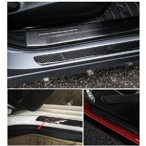 4pc 60CM+25CM Real Carbon Fiber Front Rear Car Scuff Plate Door Sill Cover