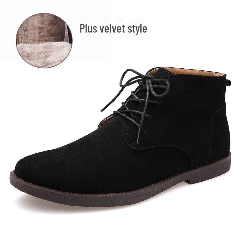Men's Frosted Leather Mid-Top Winter Desert Boots In British Style