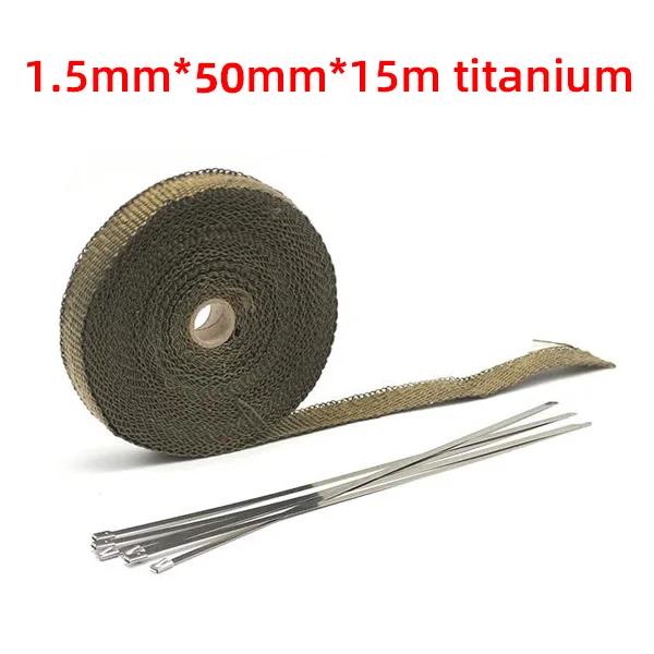 5cm*5M/10M/15M Fascia Termica Scarico Moto Marmitta Nastro Termico Sistemi di Isolamento Scudo Termico con Fascette in Acciaio Inossidabile Accessori Moto