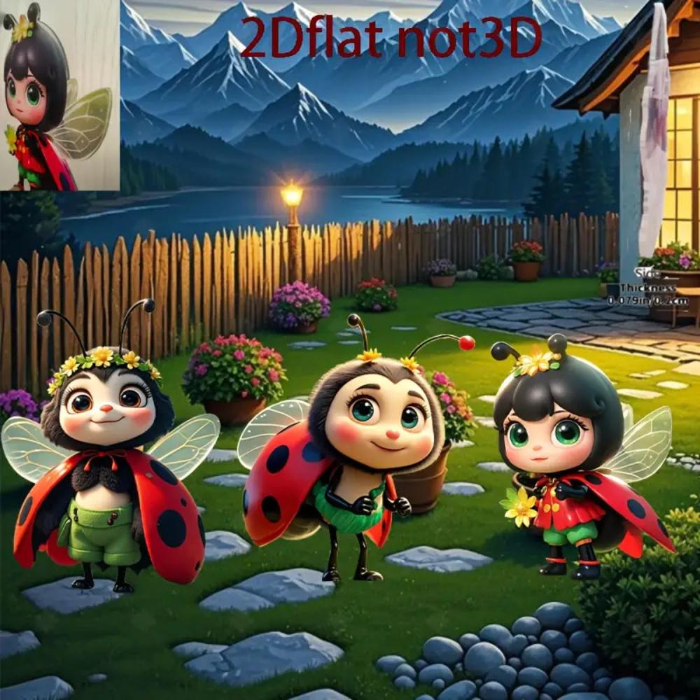 3Pcs Cute Ladybug Flat 2D Acrylic Garden Decor, Ideal for Outdoor Lawn, Planters, Yard & Garden, Durable & Perfect Gift Choice