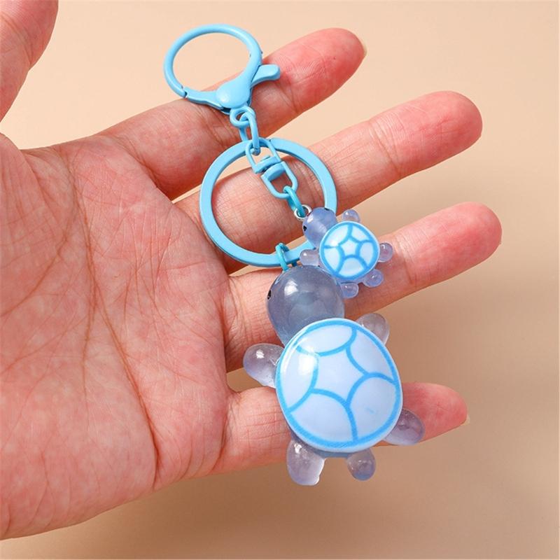 Plastic 3D Turtles Charm Keychain Accessory Fashionable Animal Shape Key Rings Tortoise Bag Decoration for Women