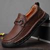 Men's Wide Fit Genuine Leather Slip-On Business Casual Shoes, Soft Sole, Large Sizes 45-46