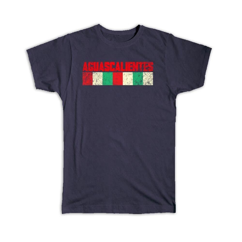 Gift T-Shirt : Aguascalientes Mexico Distressed Strip Mexican Colors Expat XL
