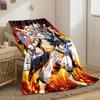 A Group of Anime Characters In Intense Poses with a Fiery Background. for All Seasons Blanket Lunch Break Throw Gift